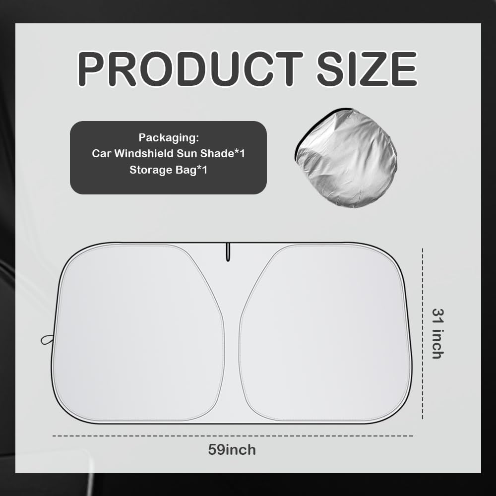 59"x31" Car Windshield Sun Shade,New Foldable Sun Shade for Car Windshield