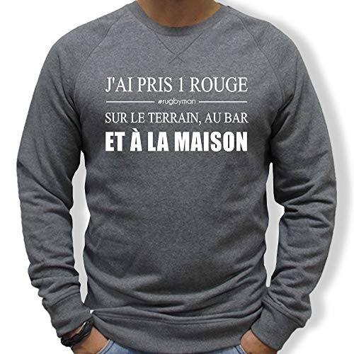 Sweat Rugby Carton Rouge - Sweat-shirt à capuche mixte en coton noir