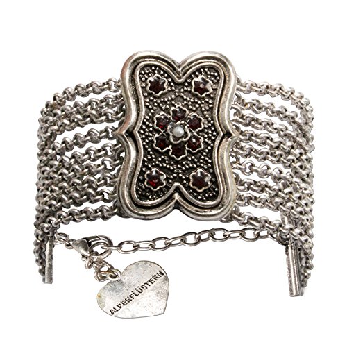 Preisvergleich Produktbild Alpenflüstern Trachten-Armkette Margot - Elegantes Trachten-Armband Damen-Trachtenschmuck mehrreihig mit Mittelteil antik-Silber-Farben DAB048