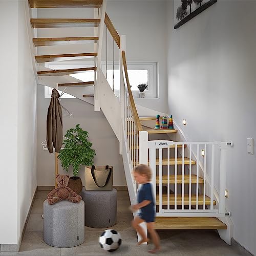 Aboil Baby Gate For Stairs, Dog Gate For The House Doorway Kitchen Room, 29-43 Inch Wide Auto Close Safety Child Gate For Door, Pressure Mounted, No Drilling, Easy Walk Thru Pet Gates (White) #TOP3