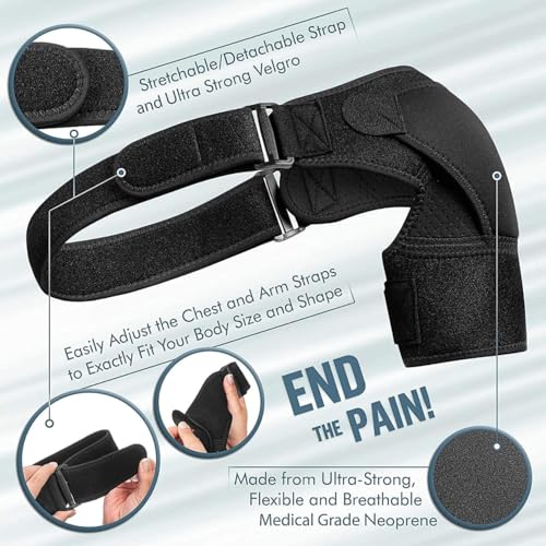 Image of Shoulder Support Brace for Men & Women - Pain Relief & Support for Rotator Cuff, AC Joint & Dislocated Shoulder - Adjustable Shoulder Support Strap | Neoprene Foam | Universal Fit Both Left & Right Side