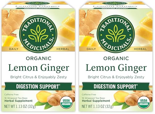 Image of Traditional Medicinals Organic Lemon Ginger Tea, 1.13 Oz, 16 Count (Pack of 2)