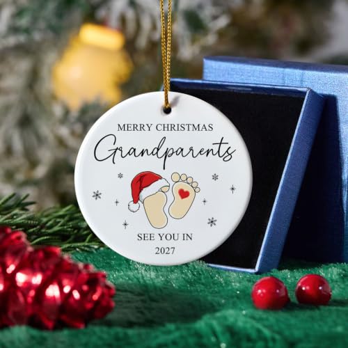 Image of Grandparents Gifts Pregnancy Announcement Ornament for Grandma,Grandpa