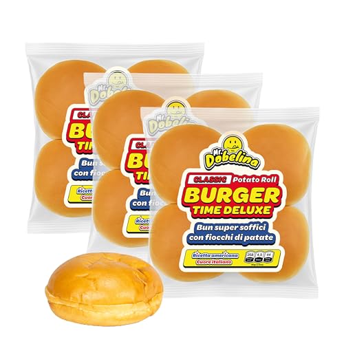 Mr. Dobelina Classic, 3 paquets de 4x54g, petits pains moelleux à base de pommes de terre, sans lactose, fabriqués en Italie, idéaux pour les burgers, les...
