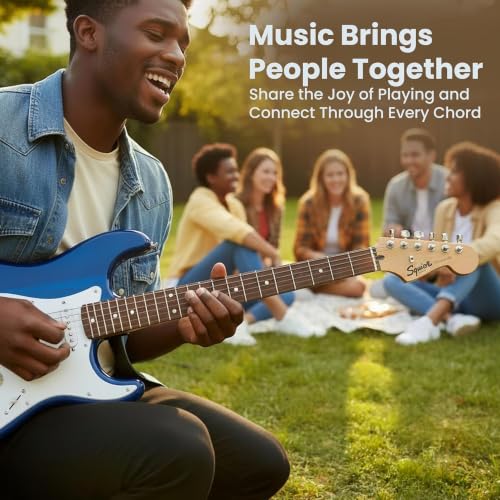 Image of Fender Squier Sonic Stratocaster Pack - Sapphire Blue Transparent Bundle with Frontman 10G Amp, Gig Bag, Instrument Cable, Strap, Tuner, Picks, and Austin Bazaar Instructional DVD