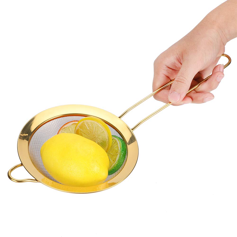 Sito do mąki Zestaw sitek ze stali nierdzewnej o drobnych oczkach do pieczenia w kuchni Gotowanie Przesiewanie mąki Cukier w proszku Filtrowanie soków 4 sztuki Titanize Gold 10cm