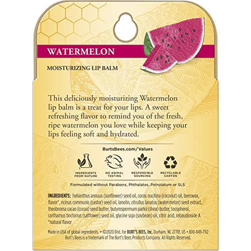 Burt's Bees 100% Natural Origin Moisturizing Lip Balm, Watermelon, 4 Tubes - image 6