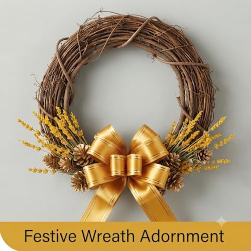 Image of Prokart - Pull Bow Gift Ribbon for Gift Wrapping, Large Decorative Pull Bows for Presents, Hampers, Flower Bouquets, Wedding, Birthday, Christmas & Party Decorations (15MM, Yellow, Pack of 50PC)