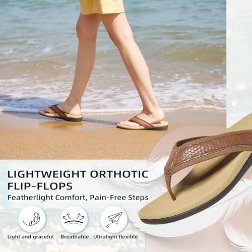Image of Orkii Womens Plantar Fasciitis Feet Sandals, Best Orthotic Flip Flops With Arch Support, Comfortable Walking Sandals