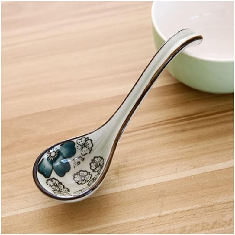 Tea Spoons Ceramic Spoon Japanese Style Long-Handled Spoon Stirring Spoon Can be Used for Soup, Porridge and Rice 4 Pieces Ice Tea Spoons (Color : C) (C)