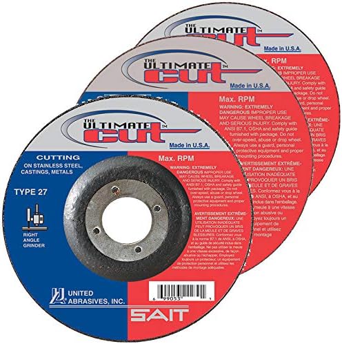 United Abrasives SAIT Cut Off Wheel 4-1/2 x 7/8 Arbor The Ultimate Cut Type 27 Depressed Center QTY 10