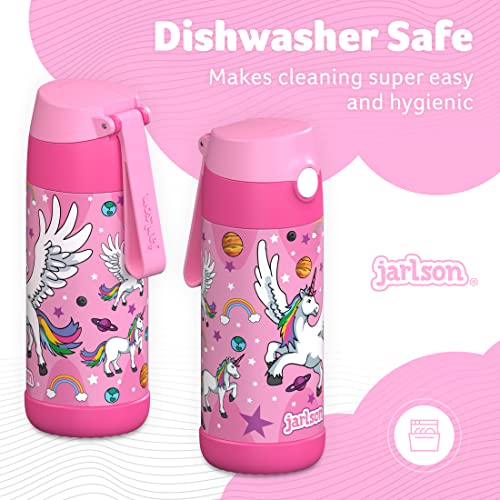 JARLSON Children's Drinks Bottle, Thermal Stainless Steel Water Bottle, 350 ml, BPA , Leak-Proof, with Straw, Bottle for School, Nursery - Image 4