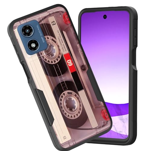 CICPLKSE for Moto G Play 4G 2024 Case,Dual Layer Heavy Duty Hybrid Shockproof Hard PC Soft Silicone TPU Bumper Protective Cover Case for Motorola Moto G Play 4G 2024,Cassette Tape - image 1