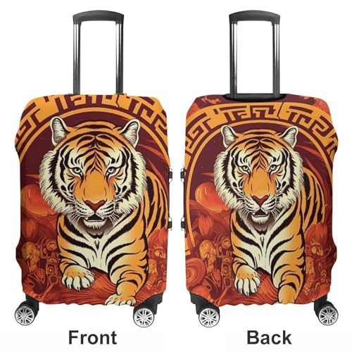 Prosperity in The Year of The Tiger Luggage Cover, Elastic Luggage Protector Fits 19-32in Suitcases, Washable & Anti-Scratch Suitcase Cover for Men Women XL3