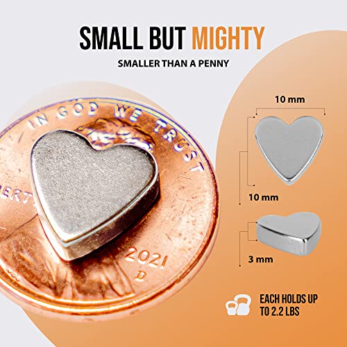 Neodymium Magnets Small (10 X 10 Mm) — Box Of 20 Heart-Shaped Neodymium Fridge Magnet — Rare Earth White Board Magnets Set For Home, School, Office & Kitchen By Lotsofzen — Imanes Para Refrigerador #TOP3
