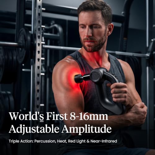 Image of BOB AND BRAD D6 Ultra Max Massage Gun 8-16mm Adjustable Amplitude and Infrared Light, Deep Tissue Percussion Professional Muscle Massager for Athletes, FSA Eligible & HSA Approved