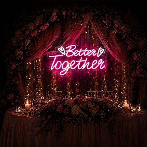 Image of Better Together Neon Sign for Wall Decor Light Up Sign Led Signs for Room Party Home Wall Decor USB Powered
