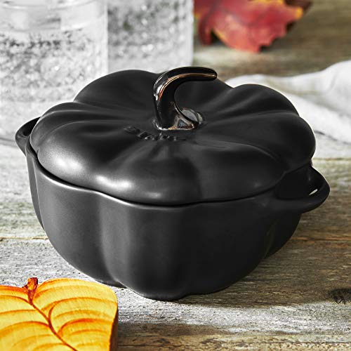 STAUB 0.5-qt Matte Black Ceramic Pumpkin, Oven & Stove Safe Baking Dish
