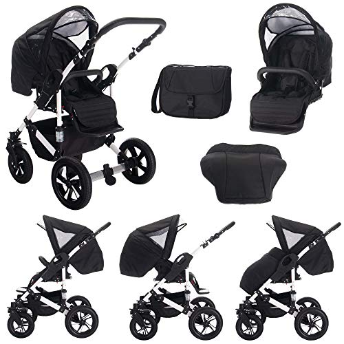 Bebebi Florida | 3 in 1 Kombi Kinderwagen Set | Hartgummireifen | Farbe: Floblack