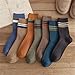 7 Pairs Men Striped Socks Fashionable Casual Retro Long Tube Daily Wear Hosiery