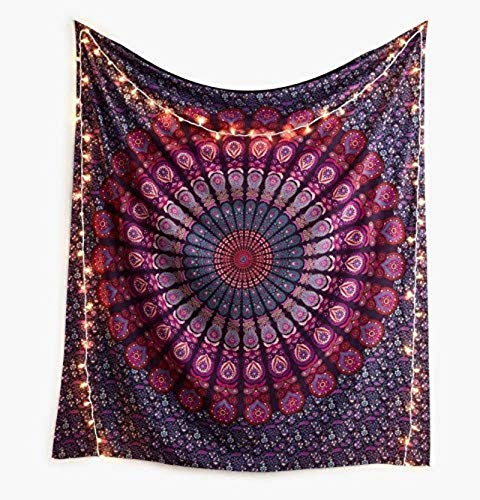 DRAVY HANDICRAFTS Cotton Tapestry Mandala Tapestry Wall Hanging Bedsheet Wall Tapestry Bed Wall Hanging Tapestry (Twin (Size-84X54 Inches) (Single(54x84 Inches), A1)