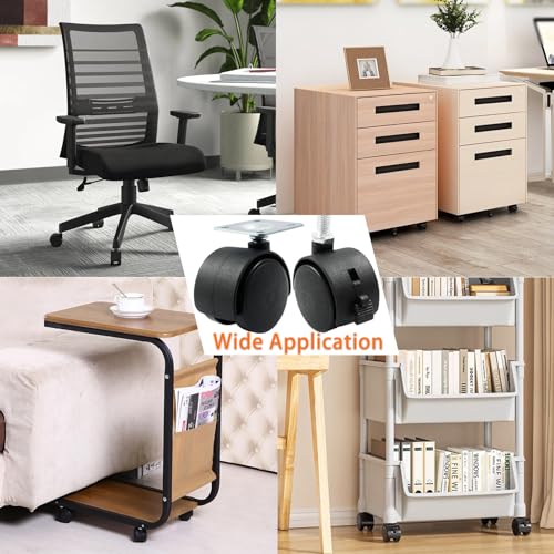 Suiwotin EKIS1274-S 4Pcs 1.5 Inch Swivel Caster Wheels, Black Nylon M8 Threaded Stem Caster Wheels, Heavy Duty Swivel Stem Casters Wheels Replacement For Furniture thumb #5