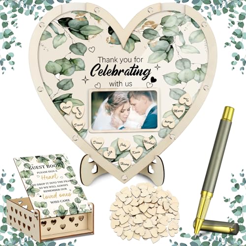 Colingmill Wedding Guest Book Alternative with 100 Wood Hearts, Drop