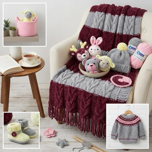 Image of ProKart - Blankie Plush & Cuddly Chenille Yarn for Knitting & Crochet | Super Soft Velvet Pastel Yarn for Blankets, Baby Toys & DIY Crafts | 100g, Pack of 4 (Wine, Baby Pink, Off White, Dark Grey)