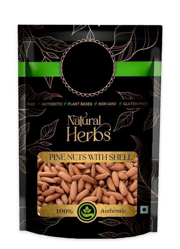 Premium Lebanon Pine Nuts with Shell | Chilgoza | Chilgoja Seeds | Pine Seeds Jumbo Size | Pure & Natural (50 Grams)