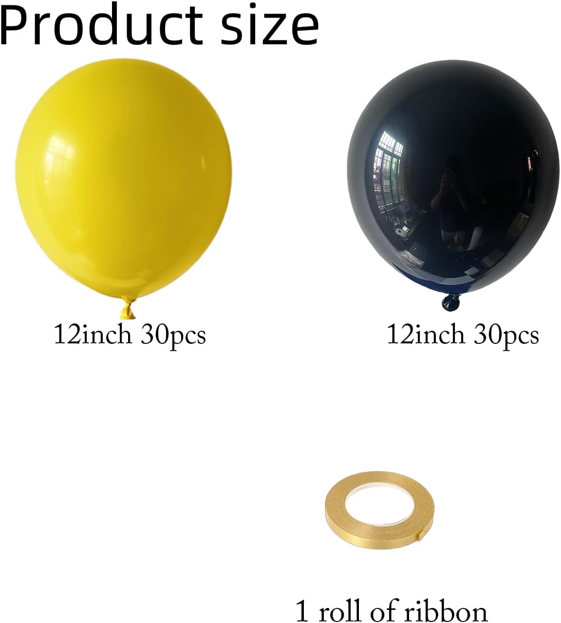 60 Pcs 12 Inch Black and Yellow Latex Balloons,Usable for balloon arch kit,Black and Yellow birthday decorations and Graduation Baby Shower Wedding(12inch) Black Yellow 12inch