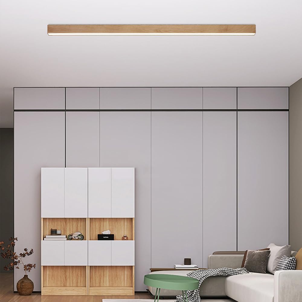 Aluminiowa liniowa lampa ścienna LED, minimalistyczny i skandynawski design, geometryczny wzór słojów drewna, idealna do jadalni, salonu, kuchni lub sypialni