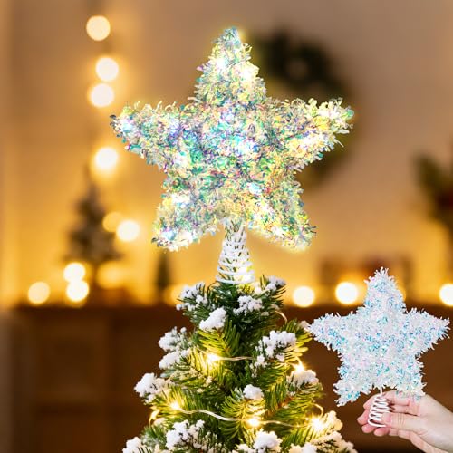 Joytry Weihnachtsbaumspitze Stern, Funkelnder Lametta-Stern für die...