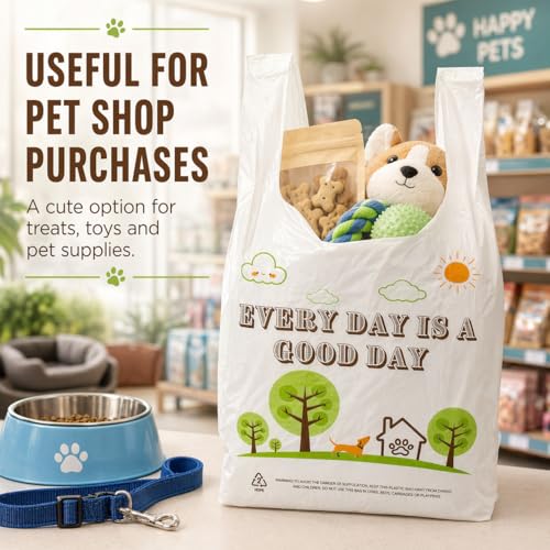 Image of YoYoRain White Thank you T shirt bag, Grocery shopping bag Reusable and Disposable Supermarket Bag 11''x6''x21'' 101PCS