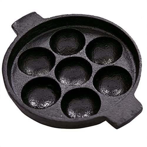 Buy Pre Seasoned cast Iron appam pan with lid kuzhi paniyaram Non