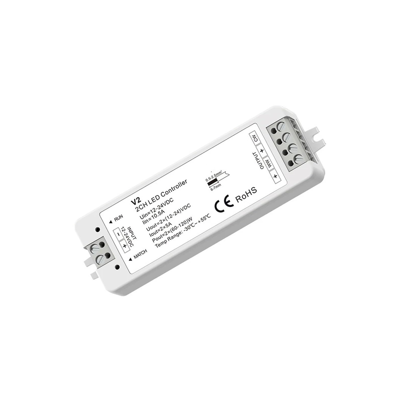 LED Dimmer V2 contrôleur bicolore CCT 2.4G télécommande RT2 DC12V-24V - 8