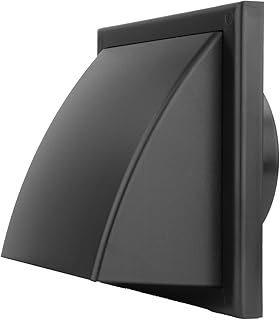 Vents 4 inch Black Plastic Cowled Air Vent Wall Grill with 100 mm Rear Spigot Ducting Gravity Flap Grille Cover for Hooded...