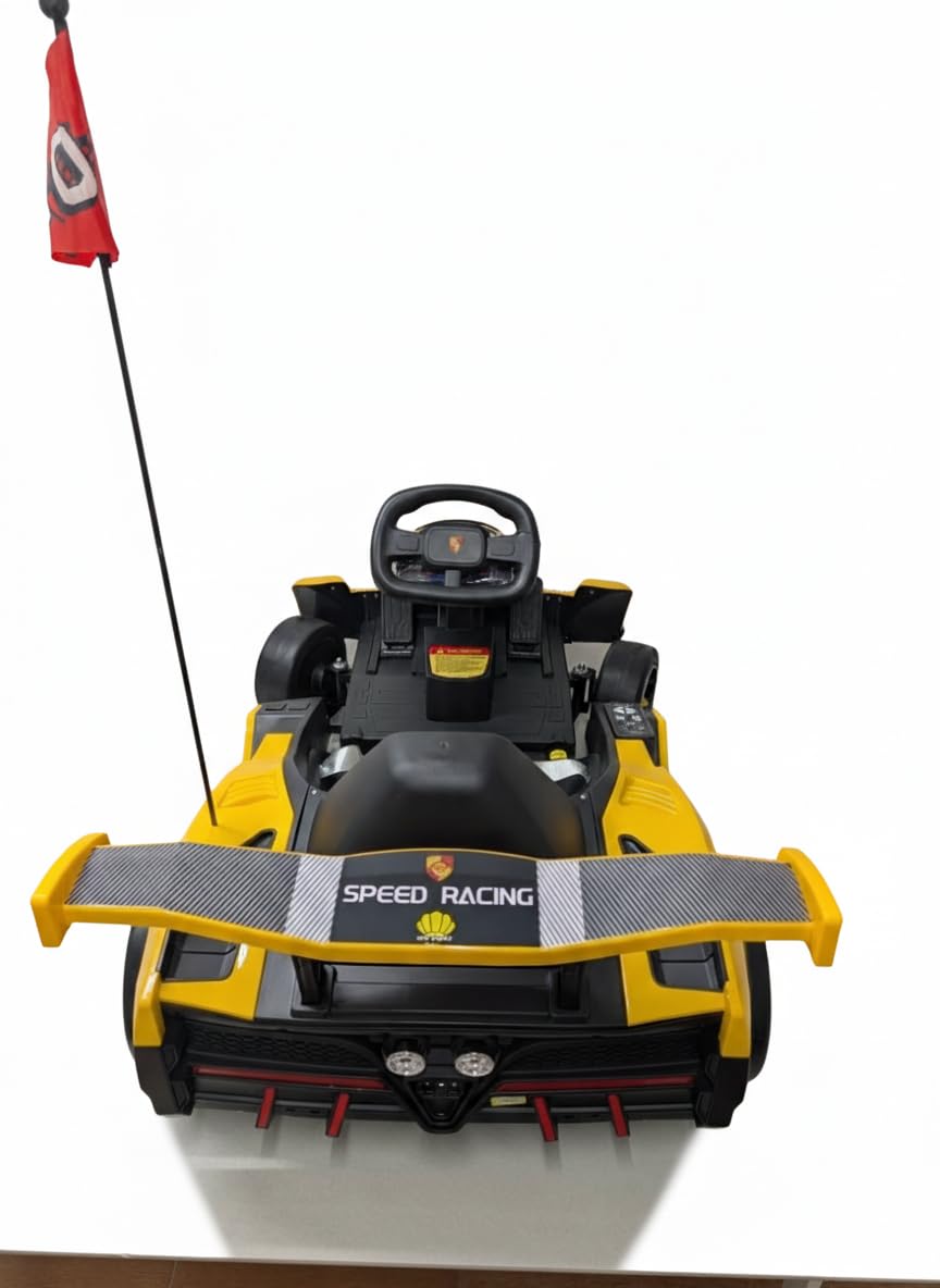 WITIT Auto ELETTRICA Radiocomandata Macchina F1 Formula Uno Go-Kart per Bambino Bambina Bambini KDC-309 24V 8Ah Grigia, Blu e Gialla 2 motori, bluetooth, USB, LED, carico massimo 50 Kg (GIALLA)