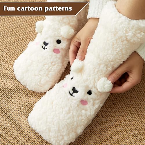 Image of Evankin Fuzzy Socks for Women Slipper Socks Fluffy Cute Animal Indoor | Fuzzy Socks for Women Slipper Socks,Fluffy Cute Animal Indoor Non-slip Slipper ,Mid-calf-socks Comfy Winter Gifts