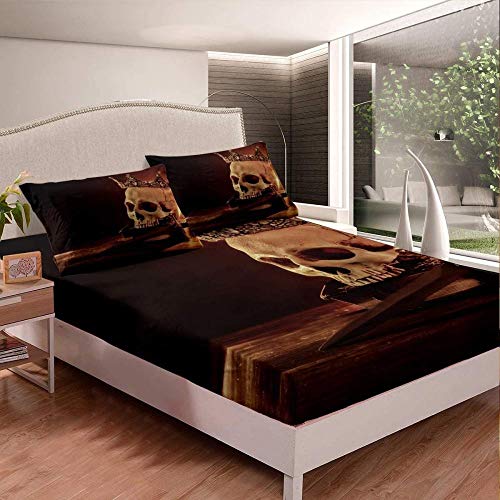 spannbettlaken boxspringbett 160x200，,3D Flame Skull Bettwäsche Set Kinder Jungen Teenager Tod Skelett Spannbetttuch Burning Skull Print Bettlaken Set