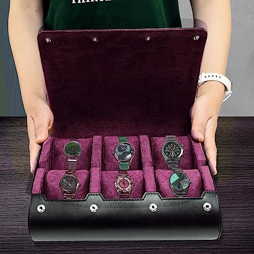 Boîte à montres pour homme à 6 compartiments en cuir
