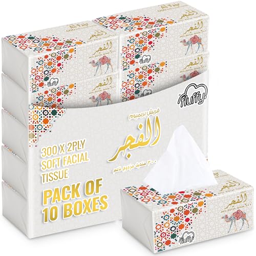 Pack Of 10 Nylon Facial Tissue (600x2) Ply Soft Fluffy Tissue - 6000 Sheets Sterilized Germ Protection Tissues For Home & Office Use - Highly Absorbent Gentle Face Tissue Paper For All Skin.