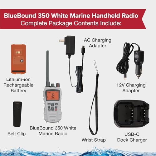 Image of Cobra BlueBound 350 VHF Handheld Marine Radio - White, 6-Watt, Floats