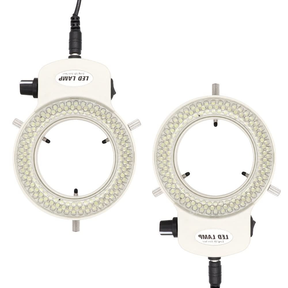 Accessori per microscopi 144 Illuminatore for microscopio a luce anulare a LED con adattatore di alimentazione Lampada regolabile da 0 a 100% for microscopio stereo e amp;Telecamera Durata e prestazio