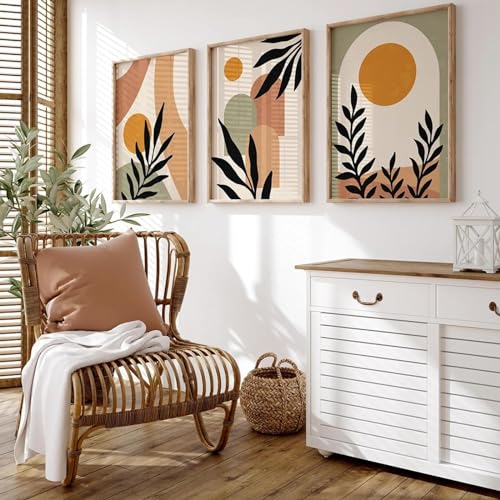 Affiche toile boho beige vert terre cuite 43x53cm salon