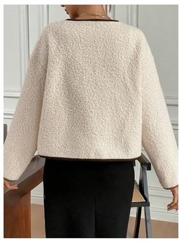 MakeMeChic Women's Fuzzy Fleece Bow Knot Coat Teddy Warm Outerwear Sherpa Jacket2