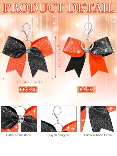Image of Tondiamo Cheer Bow Keychain Cheer Keychain with Rhinestones Cheerleader Keyrings for Team Gift Cheerleading Sports Accessory