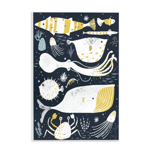 Aquatic Life Ocean Collage, 10 x 15 Inch Mounted Print on Wall Plaque
