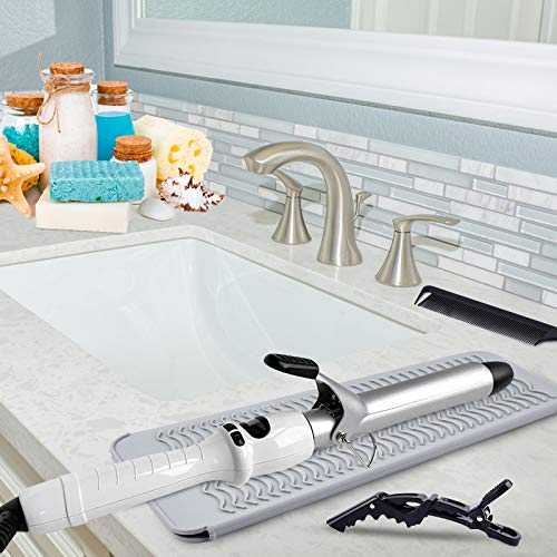 morgles heat resistant gloves 2 pcs professional heat gloves for hair styling silicone hot mat 6 pcs hair clips and 2 pcs styling comb for curling iron wands flat iron