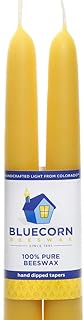 Bluecorn Beeswax 100% Pure Beeswax Tapers (2 Tapers) (Raw, 12