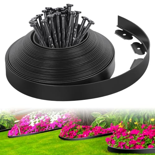 2-Inch x 33 FT Landscape Edging Border with 50 Spikes, Garden Edging Border Lawn Edging, Plastic...